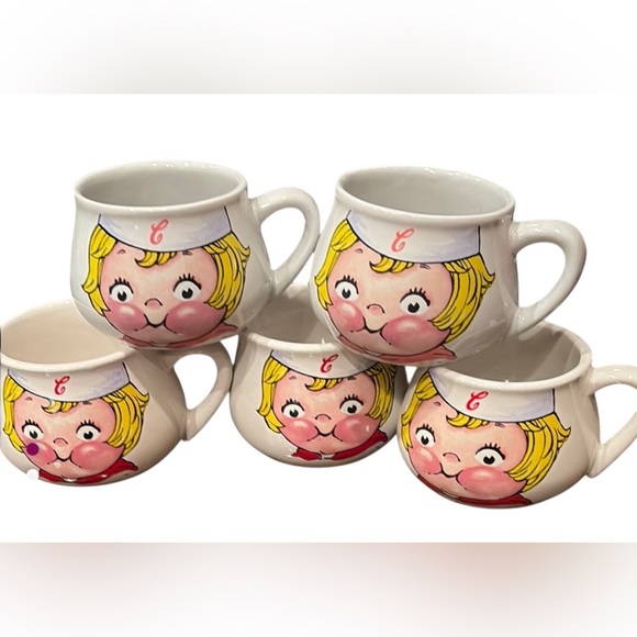 Campbell’s Kid Soup Mug Cup Bowls 1998 Houston Harvest 16 oz set of 5 RARE